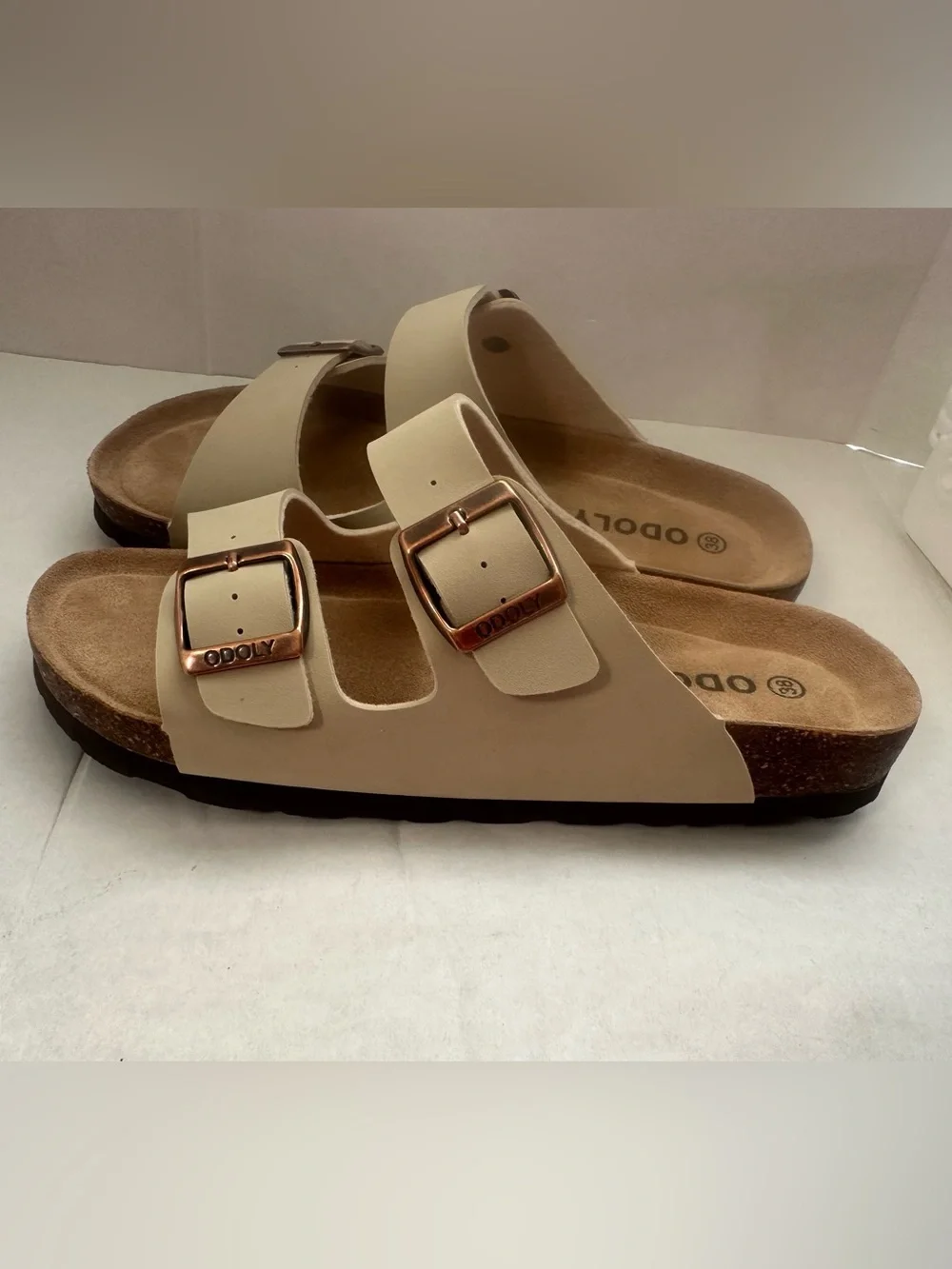 NEW Odoly Footbed Slide Strap Buckle Casual Sandals Size 38 Women's